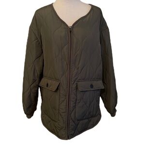 New York Light Weight Army Green Quilted Puffer Jacket‎ Olive Size XL Coat